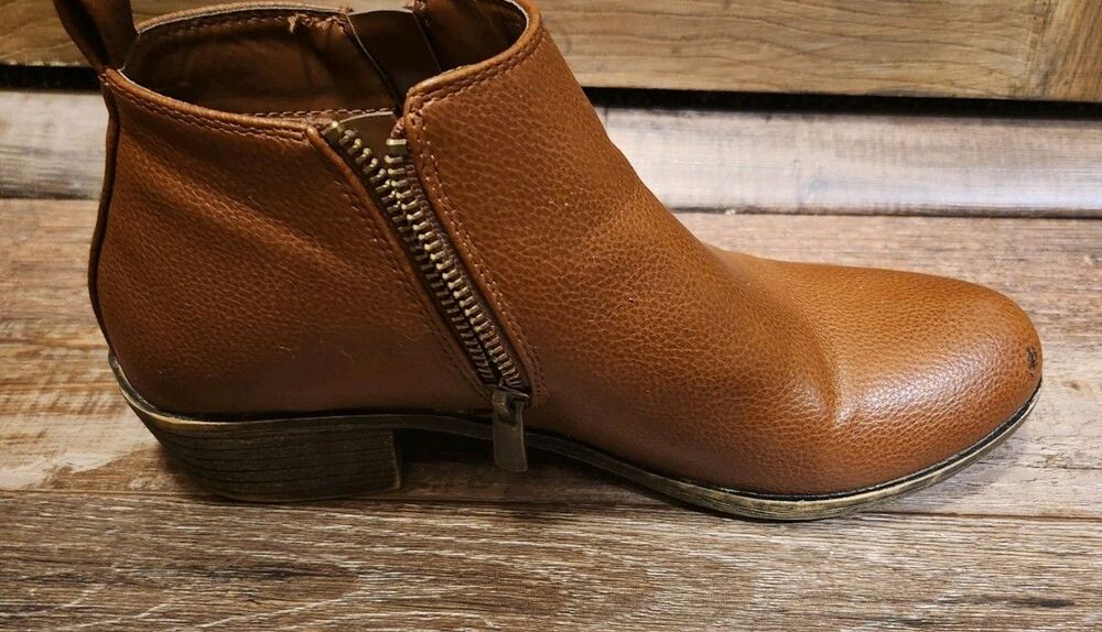 Ladies Size 6.5 Jessica Cline Zip Up Ankle Boots Brown Faux Leather. - Picture 4 of 10
